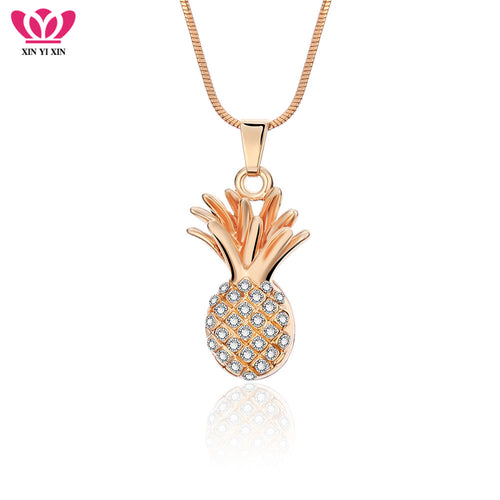 Crystal Pineapple Necklace For Women Rose Gold Colors