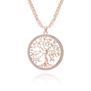 Tree of life Crystal Big Pendant Necklace Women Gold Silver Colors